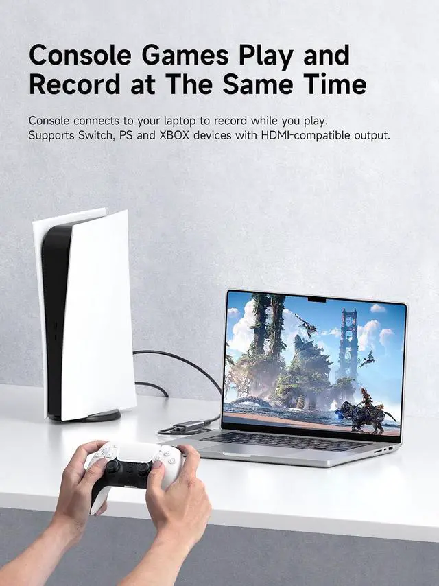 Alt view image 7 of 7 - USB3.0 Video Capture Card with 100W PD HDMI to USB/USB C 1080P HD 60fps Live and Record Video Audio Game MS2130 for Quest 3 2 Pro VR Switch2 PS4/5 Live Broadcast, Gaming, Streaming (UHC07P)