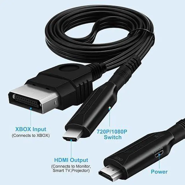 Alt view image 5 of 6 - HD Link HDMI Cable for Original Xbox to HDMI Adapter Video Audio Converter Adapter for Original Xbox Console Signal to 1080/720p Output (1M(3.2FT)