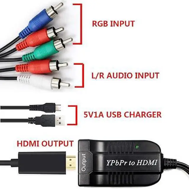 Alt view image 4 of 6 - Male Component to HDMI Converter, 5RCA Component RGB YPbPr to HDMI Converter Supports 1080P