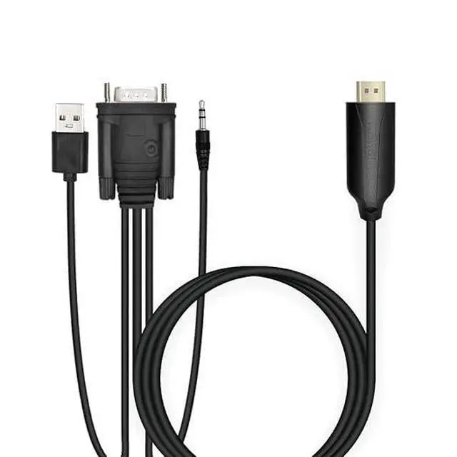 Alt view image 2 of 6 - 1.8m Male VGA to Male HDMI Converter Adapter cablewith 1080P HD Video Converter Cord with 3.5mm Audio Cable & USB Power Cable for Old PC to New TV/Monitor/Projector