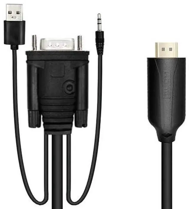 Main image of 1.8m Male VGA to Male HDMI Converter Adapter cablewith 1080P HD Video Converter Cord with 3.5mm Audio Cable & USB Power Cable for Old PC to New TV/Monitor/Projector