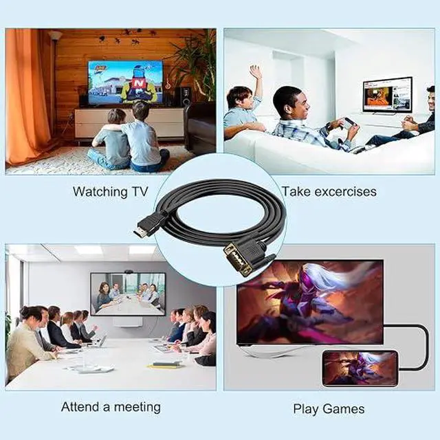 Alt view image 3 of 5 - HDMI to VGA (Male to Male) Video Adapter Converter Cord Cable (4.9 Feet/1.5 Meters) for Computer, Desktop, Laptop, PC, Monitor, Projector, HDTV, and More (NOT Bidirectional)