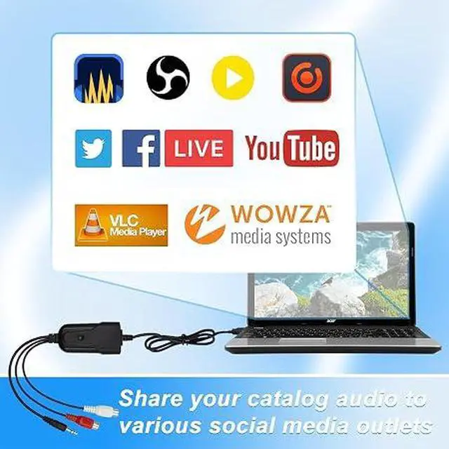 Alt view image 2 of 5 - USB Audio Capture Card Grabber for Window 10/11/8/7 / 2000/XP and Vista, Seven,Audio Grabber for Vinyl Cassette Tapes,MD, Phono to Digital MP3 Converter from 3.5mm and R/L Audio Connector