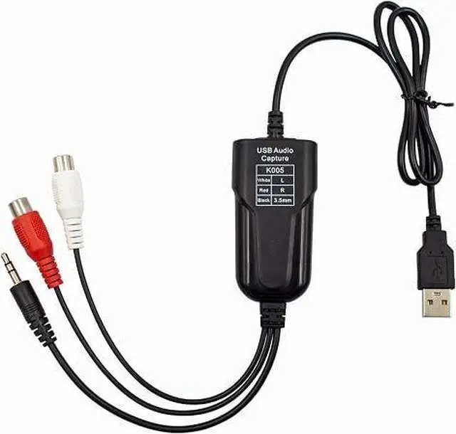 Main image of USB Audio Capture Card Grabber for Window 10/11/8/7 / 2000/XP and Vista, Seven,Audio Grabber for Vinyl Cassette Tapes,MD, Phono to Digital MP3 Converter from 3.5mm and R/L Audio Connector