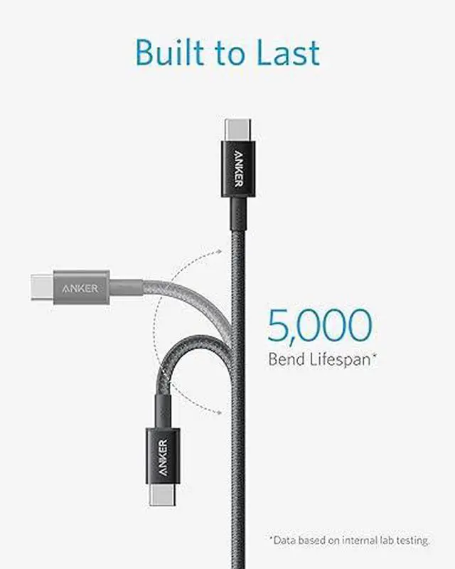 Alt view image 5 of 5 - USB C to USB C Cable, 2-Pack 6 FT (1.8 m) Type C 100W Charger Cord, Fast Charging for iPhone 17 Series, MacBook Pro 2020, Pixel, and More (Black, Not for Video Output)