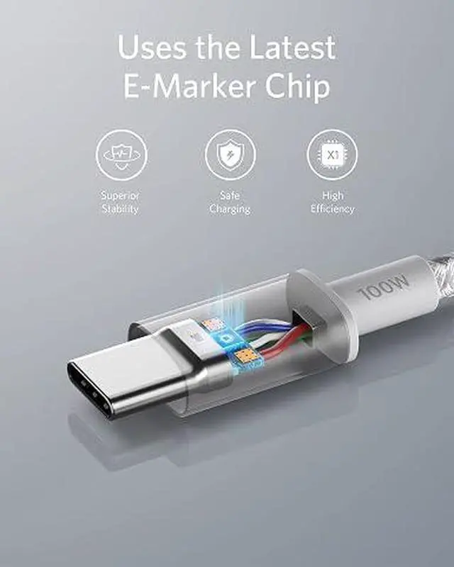 Alt view image 2 of 5 - USB C to USB C Cable, 2-Pack Type C 100W Charger Cord, Fast Charging for iPhone 17 Series, MacBook Pro 2020, Pixel, and More (Not for Video Output) (Sliver, 6ft)