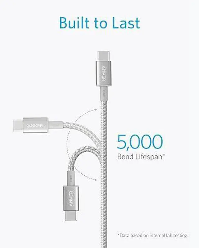 Alt view image 3 of 5 - USB C to USB C Cable, 2-Pack Type C 100W Charger Cord, Fast Charging for iPhone 17 Series, MacBook Pro 2020, Pixel, and More (Not for Video Output) (Sliver, 6ft)