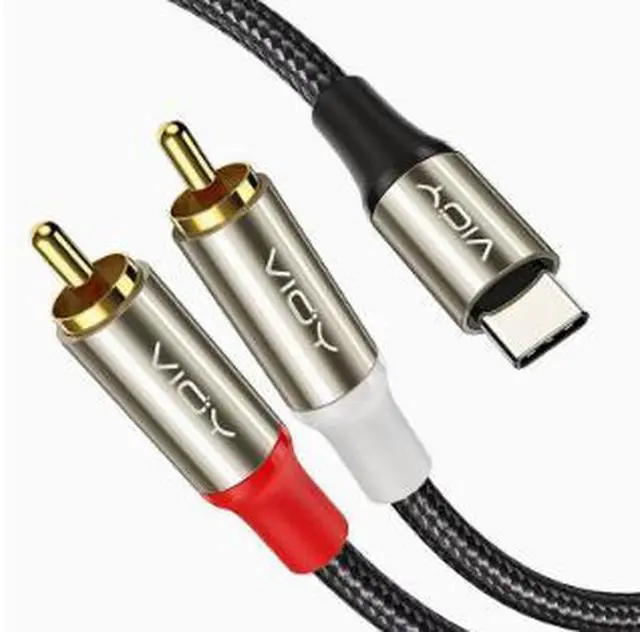 Main image of 1M USB-C to Dual RCA Male Audio Cable, Type-C Digital Audio Adapter with KT0200 DAC Chip for Speaker, Amplifier, Sound System & Home Theater