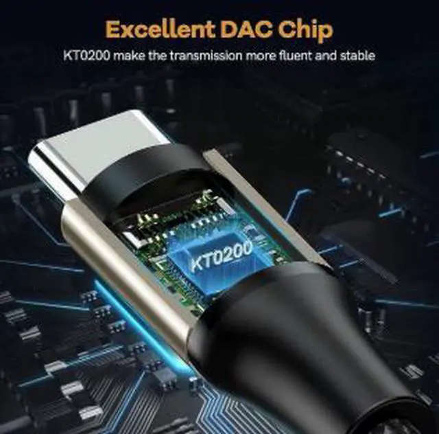 Alt view image 2 of 4 - 1M USB-C to Dual RCA Male Audio Cable, Type-C Digital Audio Adapter with KT0200 DAC Chip for Speaker, Amplifier, Sound System & Home Theater