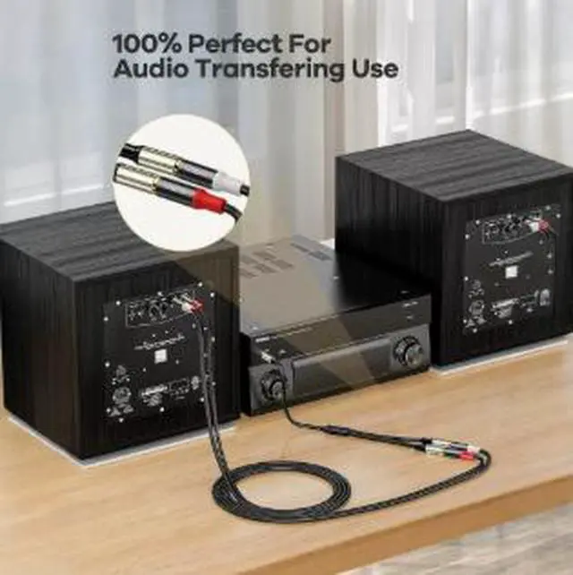 Alt view image 4 of 5 - 3M Dual RCA Male to Dual RCA Female Audio Cable, RCA Stereo Extension Cable Red White Connector for Projector, Amplifier, Speaker & Home Audio System
