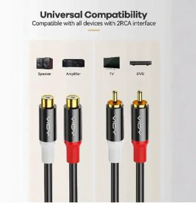 Alt view image 5 of 5 - 3M Dual RCA Male to Dual RCA Female Audio Cable, RCA Stereo Extension Cable Red White Connector for Projector, Amplifier, Speaker & Home Audio System