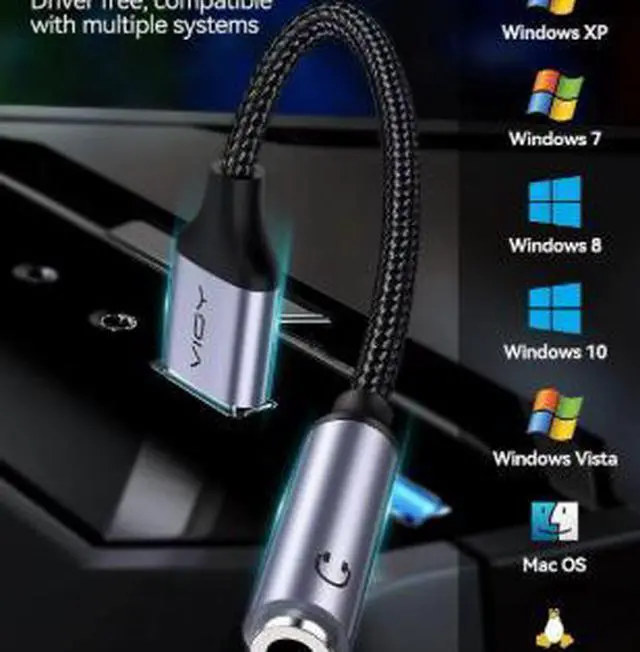 Alt view image 2 of 4 - 0.12M USB External Sound Card Adapter, USB to 3.5mm Female Audio Converter with Plug & Play Support for PS4 PS5 Windows Mac Linux Headphones