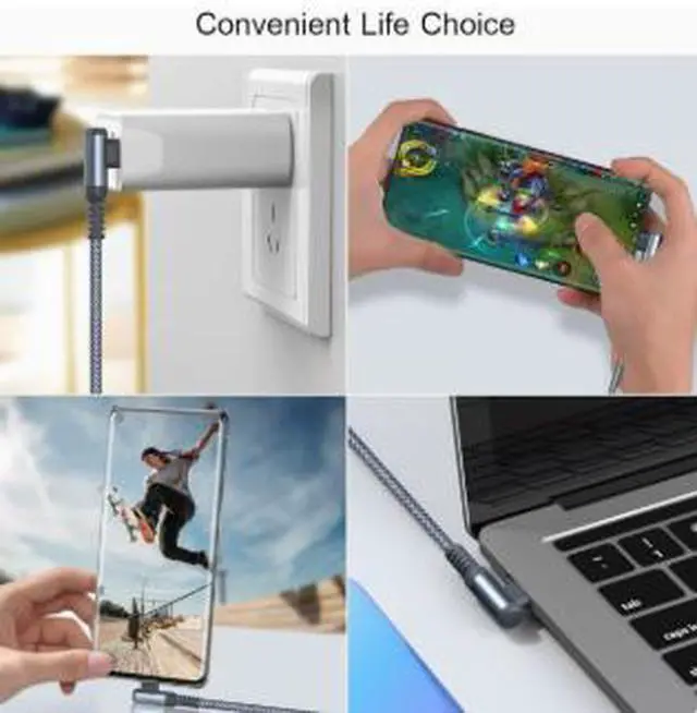 Alt view image 2 of 4 - 3M USB Type-C Right Angle Fast Charging Cable 3A, USB-C Data Cable with 480Mbps Transfer Speed for Android Phone, Tablet & USB-C Devices