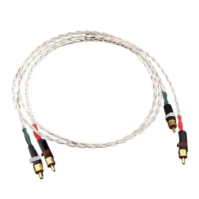 Alt view image 3 of 5 - 6N OCC Silver-Plated HiFi R/CA Cable PTF External Sound Card Power Amplifier CD Machine Adapter