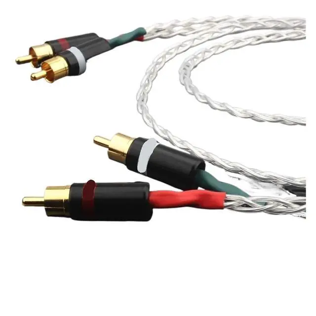 Alt view image 4 of 5 - 6N OCC Silver-Plated HiFi R/CA Cable PTF External Sound Card Power Amplifier CD Machine Adapter