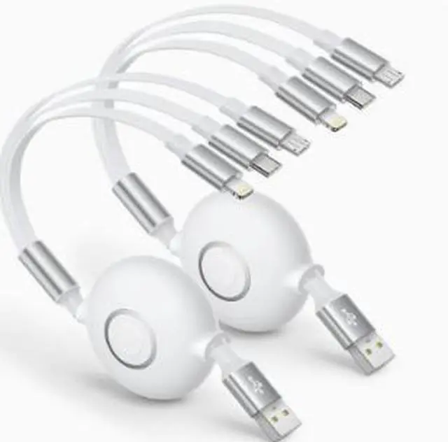 Main image of 1.2M Retractable 3-in-1 Fast Charging Cable 100W, Multi Charging Cord with USB-C, Lightning & Micro USB Connectors for iPhone Android Devices