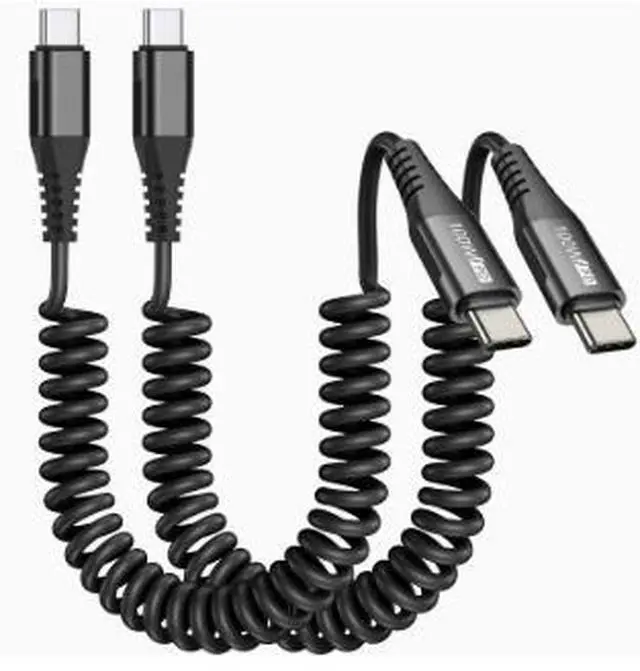 Main image of 3M USB-C to USB-C Coiled Charging Cable 100W PD Fast Charging Cable, 5A Spring Design Type-C Cable for Car, Laptop, Phone & USB-C Devices