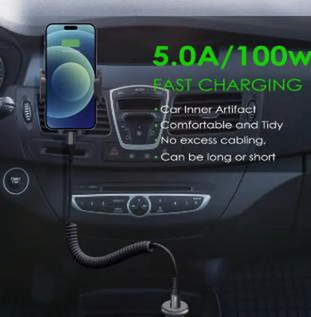 Alt view image 3 of 4 - 3M USB-C to USB-C Coiled Charging Cable 100W PD Fast Charging Cable, 5A Spring Design Type-C Cable for Car, Laptop, Phone & USB-C Devices