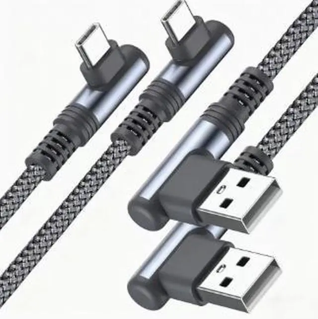 Main image of 3M Dual Right Angle USB-C Charging Cable, Braided Type-C Data Cable 480Mbps Fast Sync Cord for Android Phone, Gaming & USB-C Devices