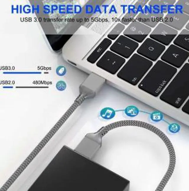 Alt view image 3 of 4 - 2M USB 3.0 Male to Male Data Cable, High Speed USB A to A Cable for External Hard Drive Enclosure, Laptop Cooling Pad, Hub, PC & USB Devices