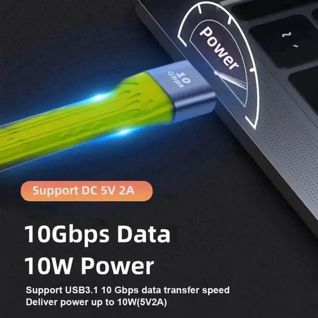 Alt view image 3 of 7 - Yellow 10Gbps USBA to USBC Flat Slim FPC Data Cable, USB 3.0 TypeA Male to USB 3.1 TypeC Male Host Cable for Laptops & Phones