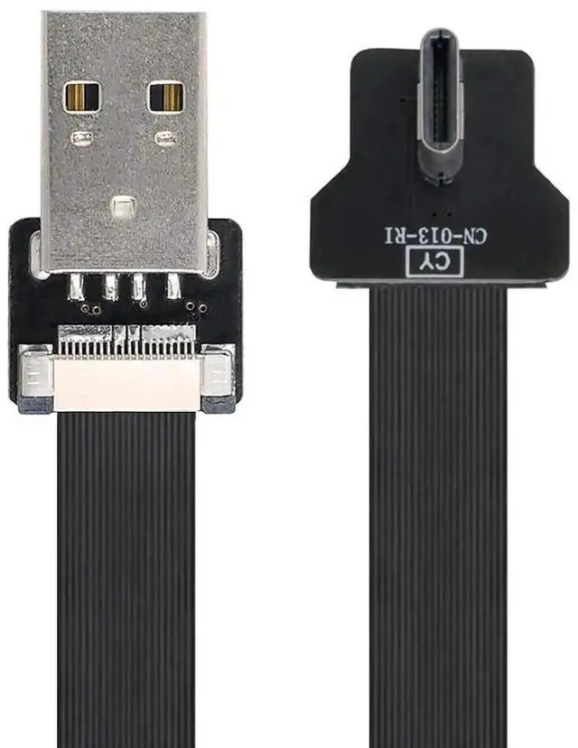 Alt view image 6 of 7 - 1.0M USBC Flat Ribbon Flex Extension Cable, USB 2.0 Male to Male 90 Degree Right Angled Charging & Data Transfer Adapter Cord