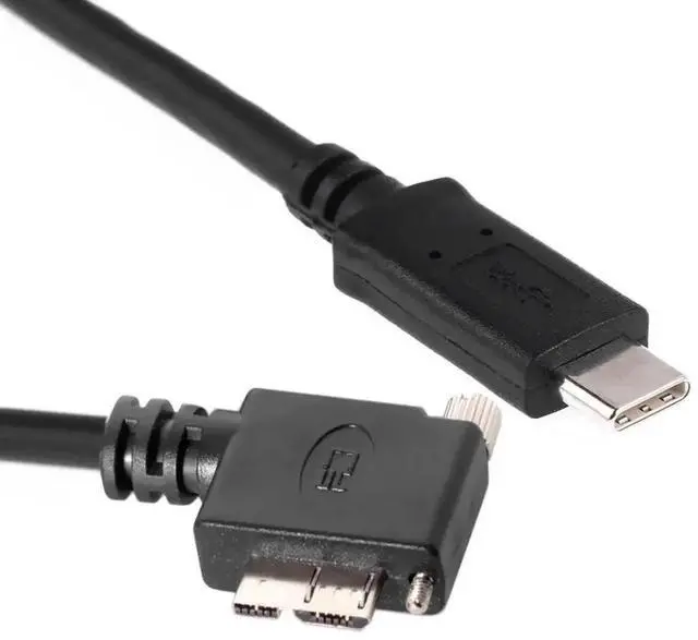 Alt view image 2 of 6 - 90 Degree RightAngled USBC to Micro USB 3.0 Data Cable with Screw Mount, 5Gbps HighSpeed Transfer
