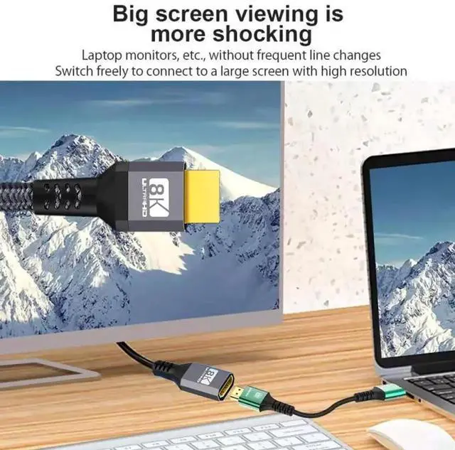 Alt view image 4 of 5 - 1.5M HDMI 2.1 Male to Female Extension Cable, 8K@60Hz 4K@120Hz 48Gbps UHD Cord, Supports 3D & Audio