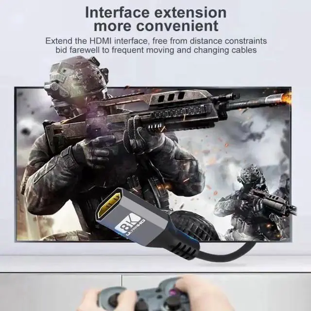 Alt view image 2 of 5 - 1.5M HDMI 2.1 Male to Female Extension Cable, 8K@60Hz 4K@120Hz 48Gbps UHD Cord, Supports 3D & Audio