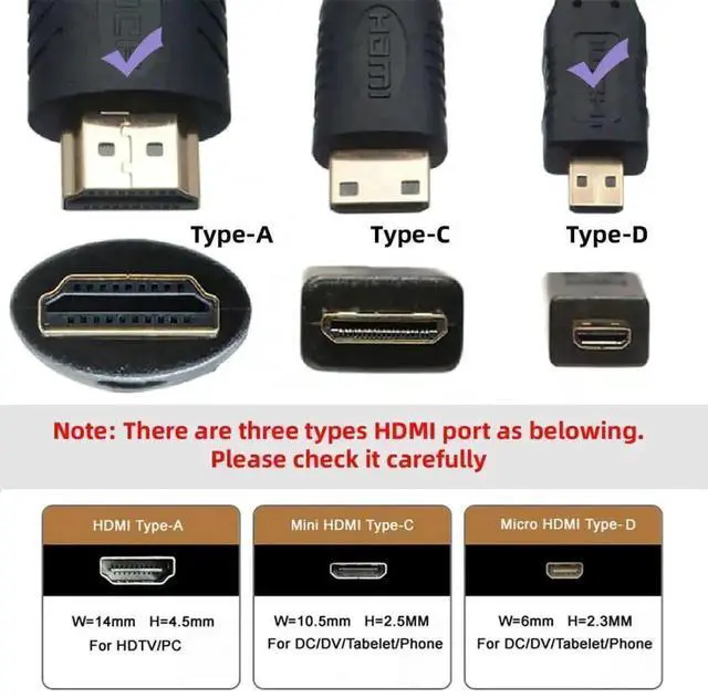 Alt view image 5 of 5 - 1M HDMI 2.1 Cable, HDMI Male to Micro HDMI Male, 8K@60Hz 4K@120Hz 48Gbps Gold-Plated Cable for TV Monitor Computer