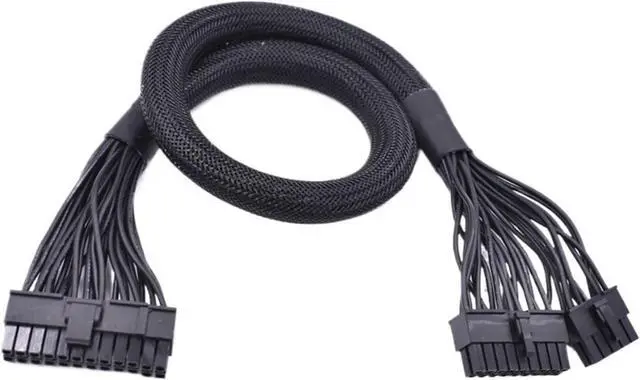 Main image of 18 Pin + 10 Pin to 24 Pin ATX PSU Power Adapter Cable for Seasonic Power Supply 60cm(Black Sleeved)