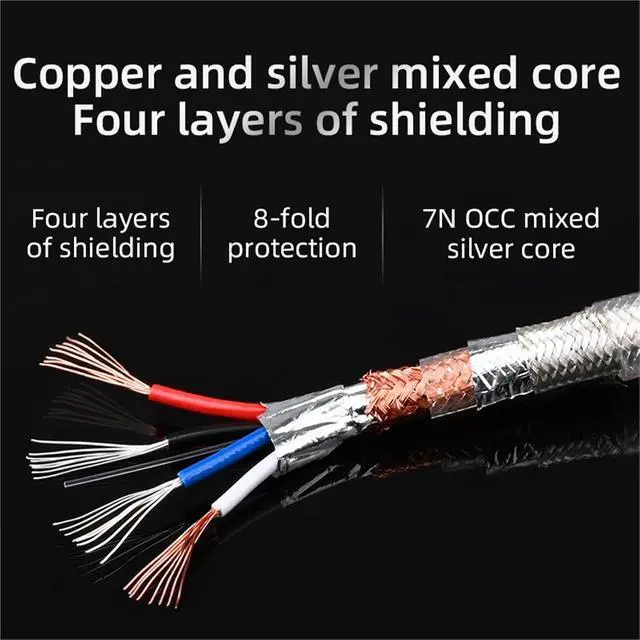 Alt view image 4 of 5 - ATAUDIO HiFi USB Audio Cable 7N OCC Silver Type A to Type B Connector Profesional USB Cable for Amplifier Computer