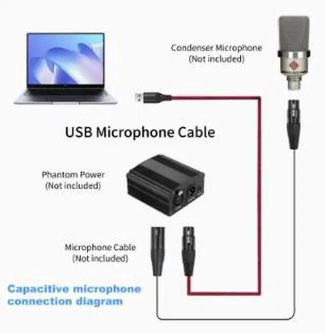 Alt view image 3 of 5 - 10FT USB to XLR Female Microphone Cable with Built-in ADC Chip, USB 2.0 Audio Recording Cable for Dynamic Microphone PC Mac Studio Recording