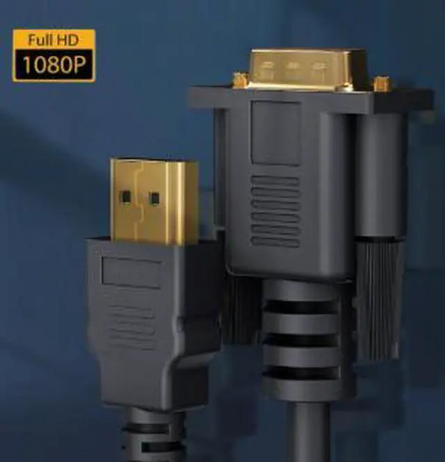 Alt view image 4 of 5 - 16.4FT HDMI to VGA Cable with Built-in Chip, Gold Plated HDMI Male to VGA Male Adapter Converter Supports 1080P for Monitor Projector TV