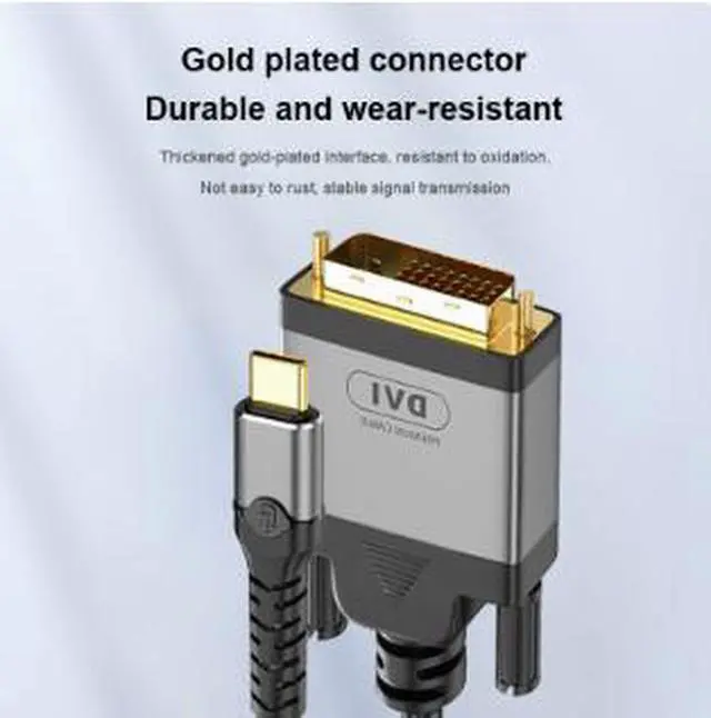 Alt view image 3 of 4 - 3.3FT USB C to DVI Cable 1080P@60Hz, Type-C Male to DVI Adapter Converter with Gold-Plated Connector for Laptop Monitor Projector