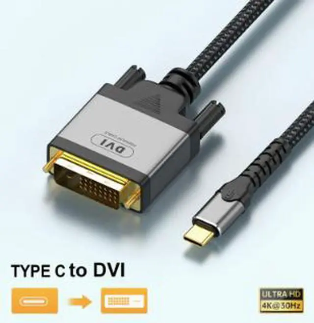 Alt view image 4 of 4 - 3.3FT USB C to DVI Cable 1080P@60Hz, Type-C Male to DVI Adapter Converter with Gold-Plated Connector for Laptop Monitor Projector