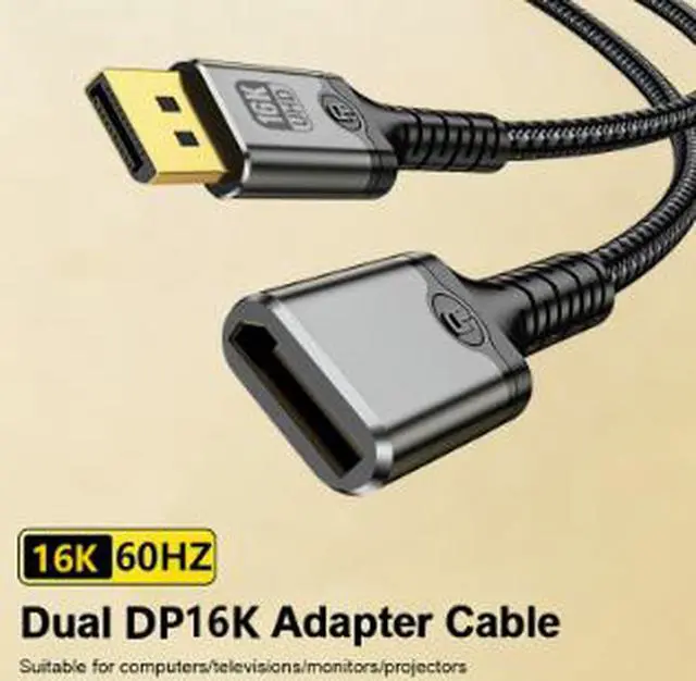 Alt view image 4 of 4 - 3.3FT DisplayPort 2.1 Extension Cable, DP Male to Female Cable Supports 16K Ultra HD, 4K@144Hz High Refresh Rate for PC Monitor TV Projector