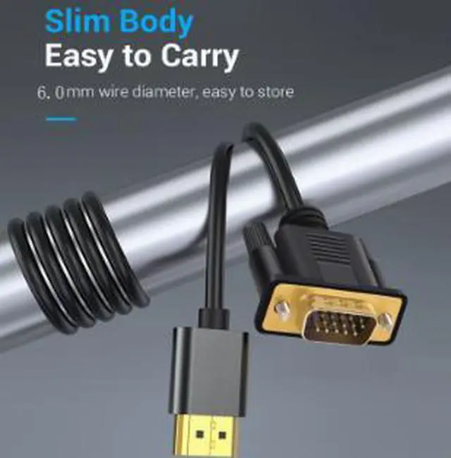 Alt view image 2 of 3 - 3.3FT HDMI to VGA Cable with Built-in Chip, HDMI Male to VGA Male Converter Adapter Supports 1080P for Laptop PC Monitor Projector TV