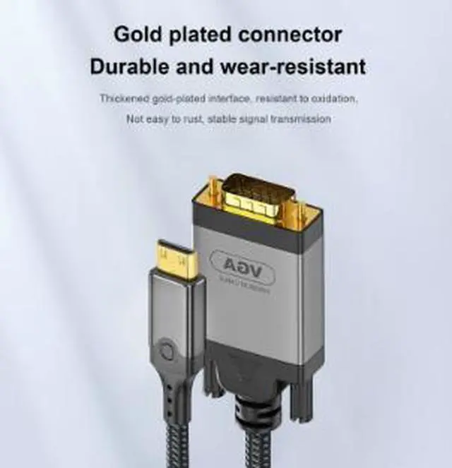 Alt view image 2 of 4 - 6.6FT Mini HDMI to VGA Cable, Mini HDMI Male to VGA Male Converter Adapter for Laptop Camera Projector Monitor TV, Durable Braided Cable
