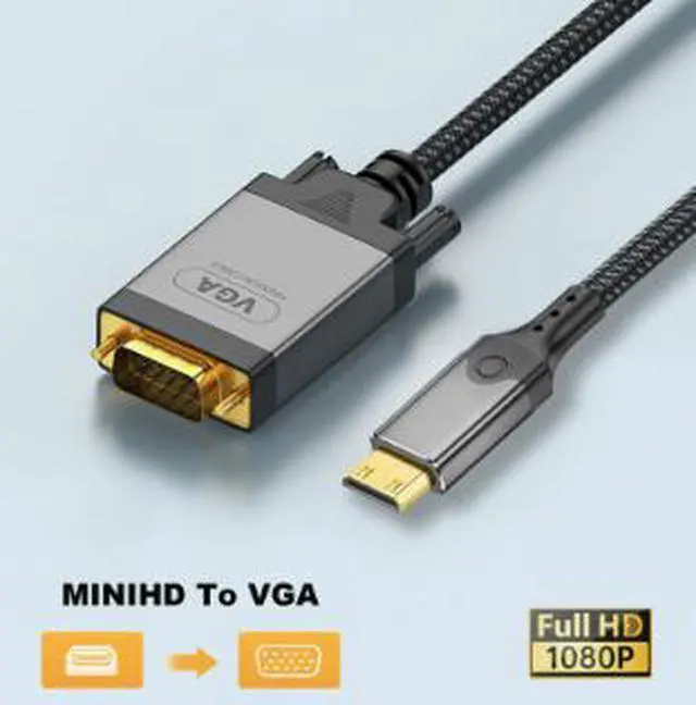 Alt view image 4 of 4 - 6.6FT Mini HDMI to VGA Cable, Mini HDMI Male to VGA Male Converter Adapter for Laptop Camera Projector Monitor TV, Durable Braided Cable