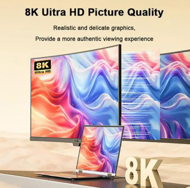 Alt view image 2 of 4 - 6.6FT USB C to DisplayPort Cable, Type-C Male to DP Male 8K@60Hz Video Cable, Spring Design Adapter for Laptop Monitor TV Projector