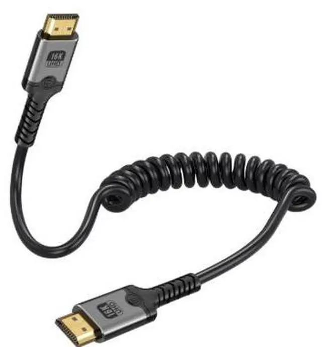 Main image of 6.6FT HDMI 2.1 Coiled Cable 8K@60Hz, Retractable Flexible HDMI Male to Male Cable with Aluminum Alloy Shell for TV Camera Monitor