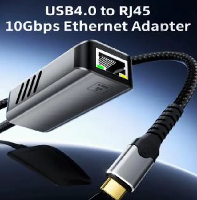 Alt view image 3 of 4 - USB-C to 10Gb Ethernet Adapter, USB4 RJ45 Network Adapter with RTL8159 Chip, 10Gbps High-Speed Wired Network Converter for Laptop Desktop