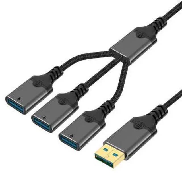Main image of USB OTG Hub Adapter, USB Male to 3 USB Female Splitter, Multi-Port USB Hub with Aluminum Housing & Nylon Braided Cable for Phone Tablet PC