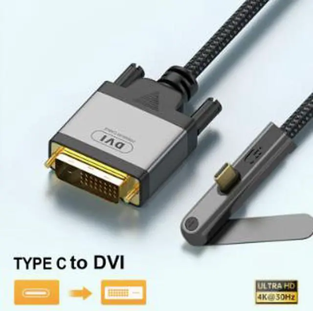 Alt view image 2 of 4 - 3.3FT USB-C to DVI Adapter Cable 1080P@60Hz, Type-C Male to DVI Converter for Laptop Phone Monitor Projector with Braided Cable