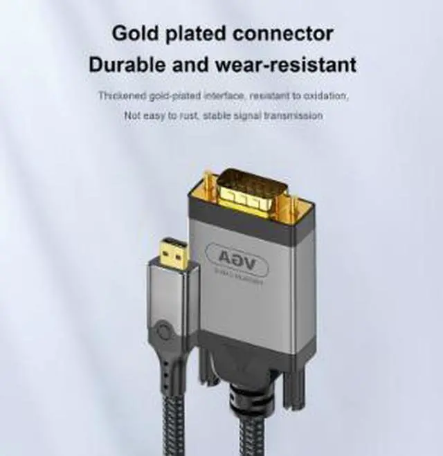 Alt view image 2 of 4 - 9.8FT Micro HDMI to VGA Adapter Cable 1080P, HDMI Type-D Male to VGA Converter with Gold-Plated Connector for Monitor Projector Display