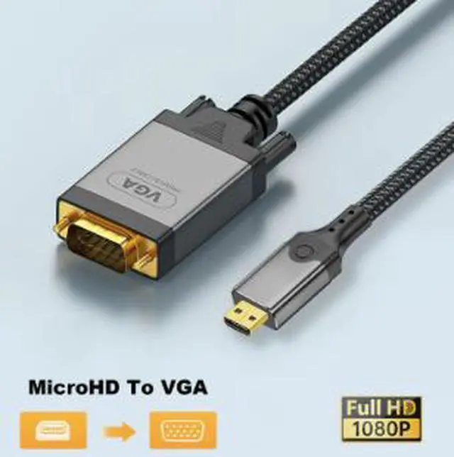 Alt view image 4 of 4 - 9.8FT Micro HDMI to VGA Adapter Cable 1080P, HDMI Type-D Male to VGA Converter with Gold-Plated Connector for Monitor Projector Display