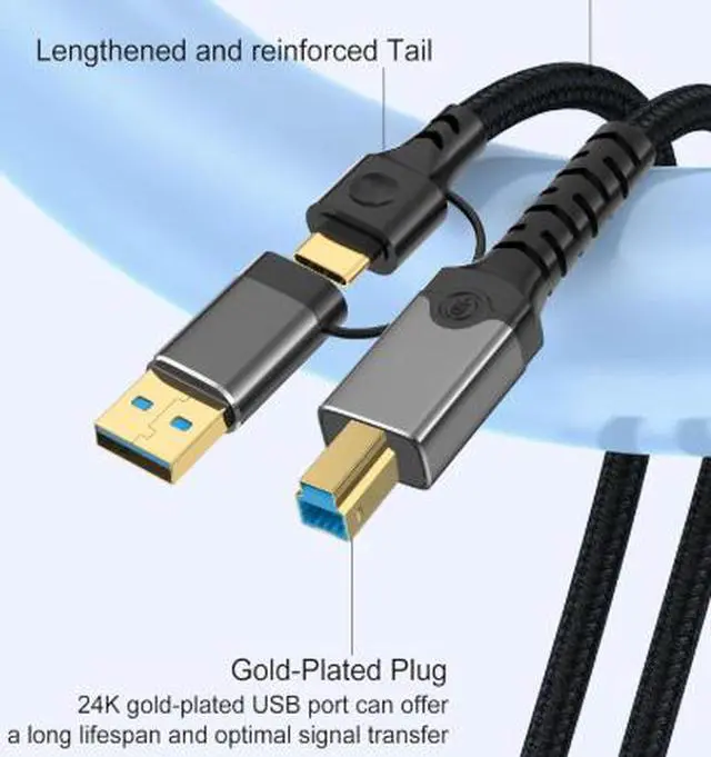 Alt view image 2 of 4 - 9.8FT USB 3.0 Printer Cable, USB-A Male to USB-B 3.0 Male Data Cable 5Gbps for Printer Scanner External Hard Drive Audio Device