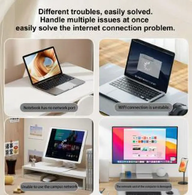 Alt view image 2 of 4 - 3.3FT USB 3.0 to RJ45 Gigabit Ethernet Adapter, USB Network Card 1000Mbps LAN Adapter with Aluminum Alloy Shell Braided Cable for Laptop PC