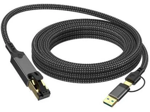Main image of 3.3FT USB 3.0 & USB-C to RJ45 Gigabit Ethernet Adapter, Dual Interface 1000Mbps USB LAN Network Adapter with Aluminum Alloy Shell Braided Cable